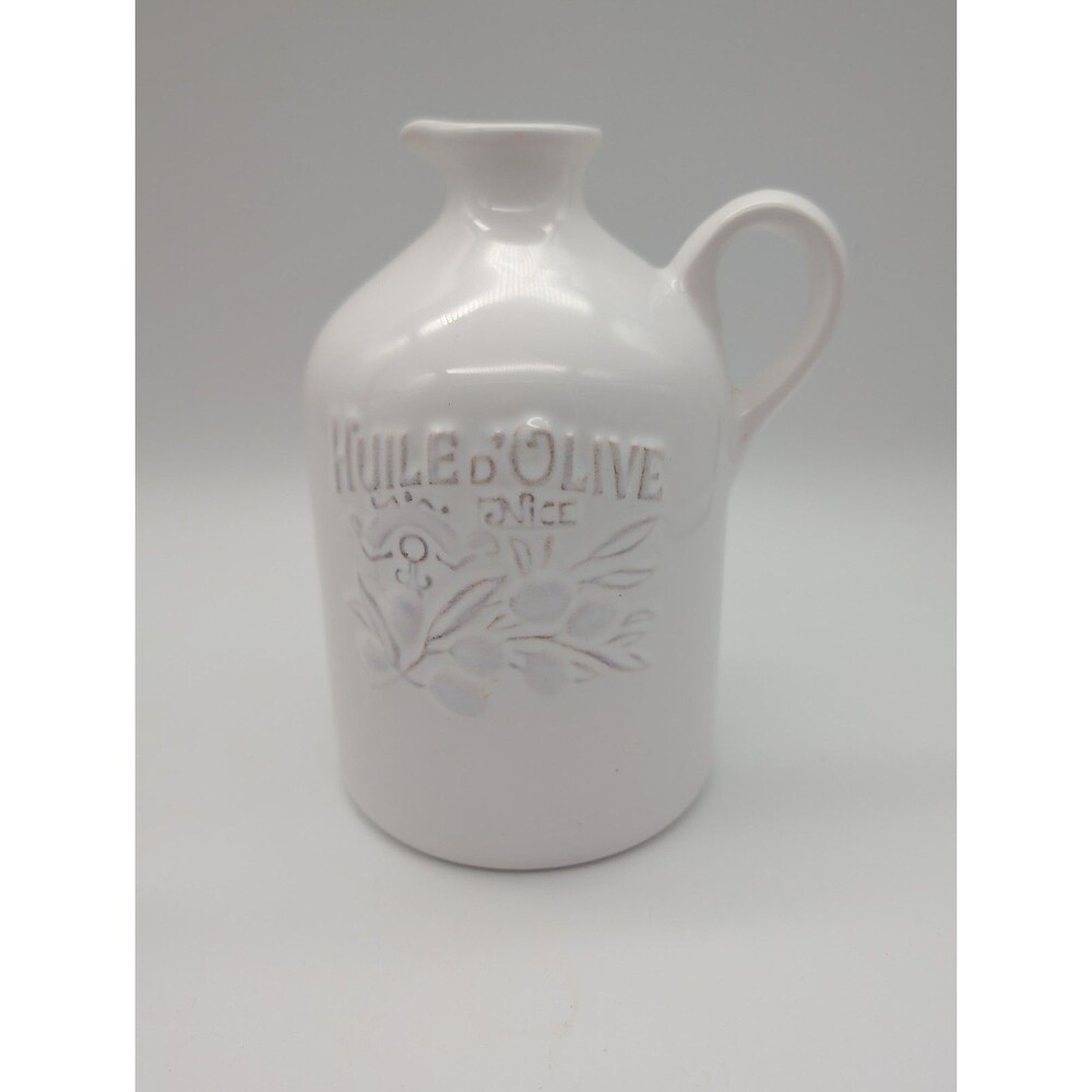 Kiss That Frog Clos Du Manoir Olive Oil Jug White Minimalist European Cottage